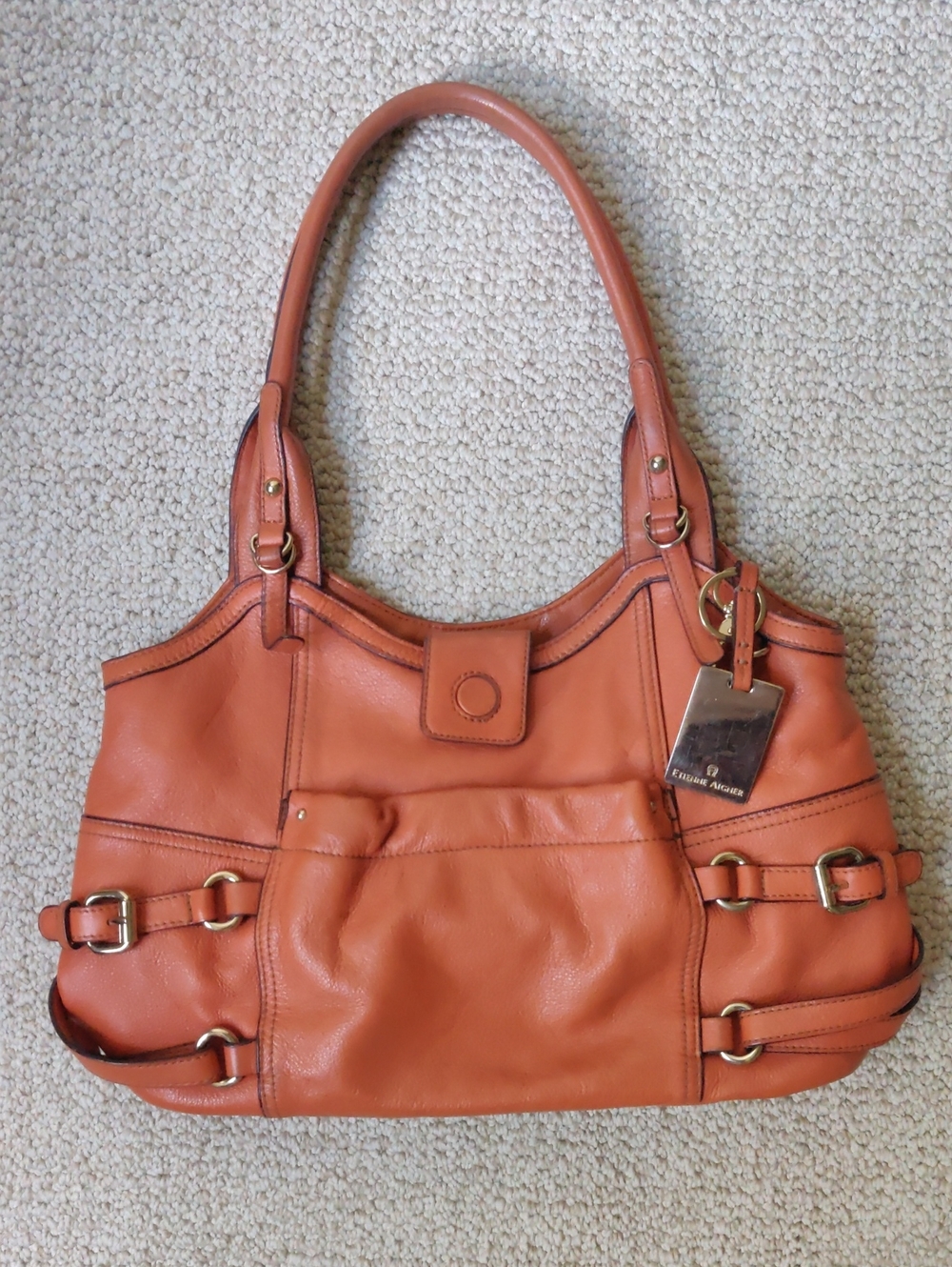 Etienne Aigner Orange Leather Shoulder Bag Tote